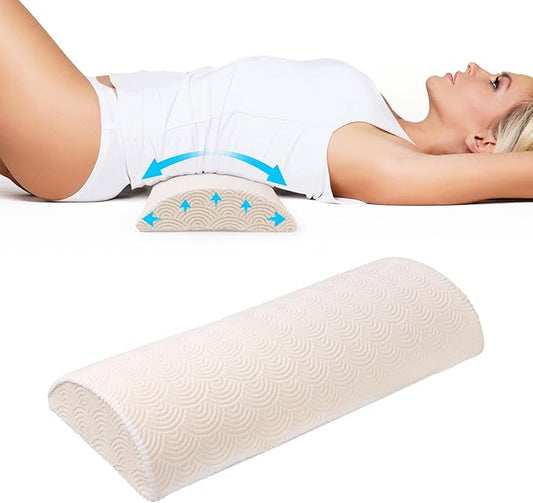 Cozyhealth - 2.95" H*18.7" L - Soft Small Lumbar Pillow for Sleeping, Memory Foam Back Lumbar Support Cushion for Lower Back Pain Relief Bed Waist Sleep Support Pillow for Side, Back (White, Small)