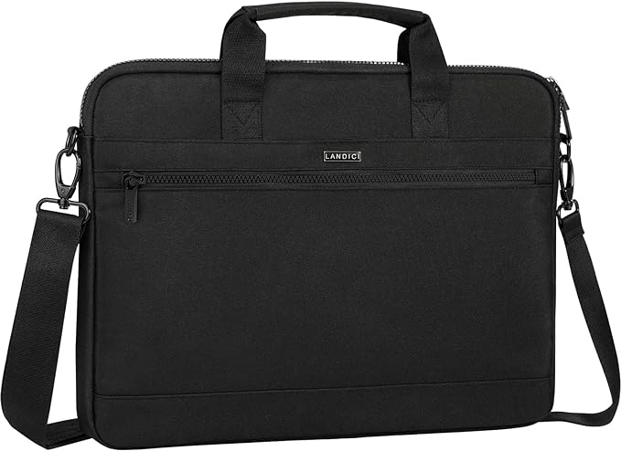 LANDICI 360° Protective Laptop Bag Case 15.6-16 Inch with Shoulder Strap, Waterproof Computer Sleeve Cover for MacBook Pro 16, Acer HP Lenovo Dell ASUS Laptop, Slim Briefcase for Men Women, Black