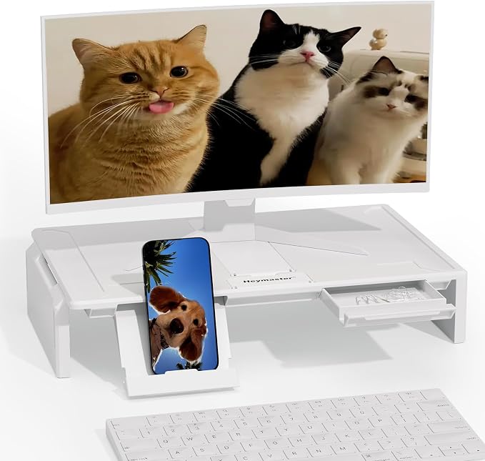 Heymaster Ergonomic Monitor Stand Riser, Laptop Stand Foldable Muti-Angle Adjustable Portable Foldable Stand with Heat-Vent Compatible with MacBook, Air, Pro, Surface Laptop (9-17 inches) (White)