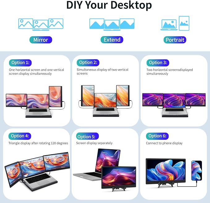 POTTMACEE 14.2" Laptop Screen Extender, 0.17" Ultra-Thin FHD 1080P IPS Portable Monitor for Laptop, Dual Screen Travel Monitor Extender, Plug-Play for Windows/Mac/Chrome, Fit 13”-17.3” Laptops