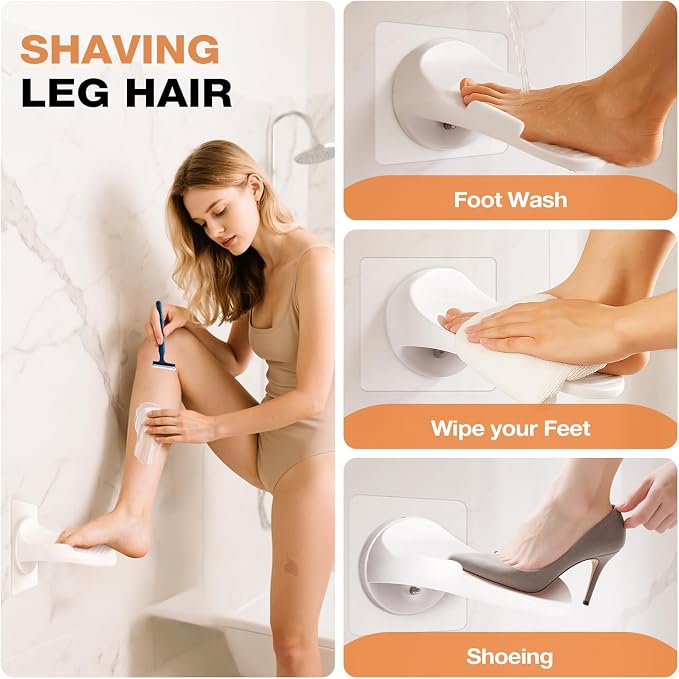 Tokokimo Shower Foot Rest for Shaving Legs, Pedicure Foot Rest for Inside Shower, Shaving Stool No Drilling is Needed Non-Slip Bathroom Pedal, Suitable for Smooth Tiles, Smooth Marble, Smooth Glass
