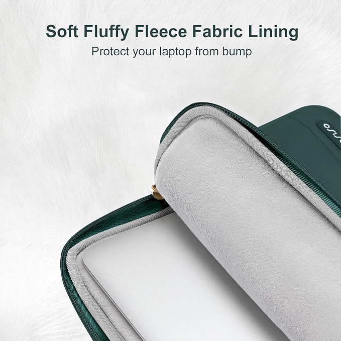 MOSISO Laptop Case 13.3 inch,13-13.3 inch Puffy Laptop Sleeve Compatible with MacBook Air 13.6 M5 M4 M3 M2 M1/Neo/Pro 13/14,HP Dell ASUS Lenovo,Polyester Horizontal Bag with Small Case,Peacock Green