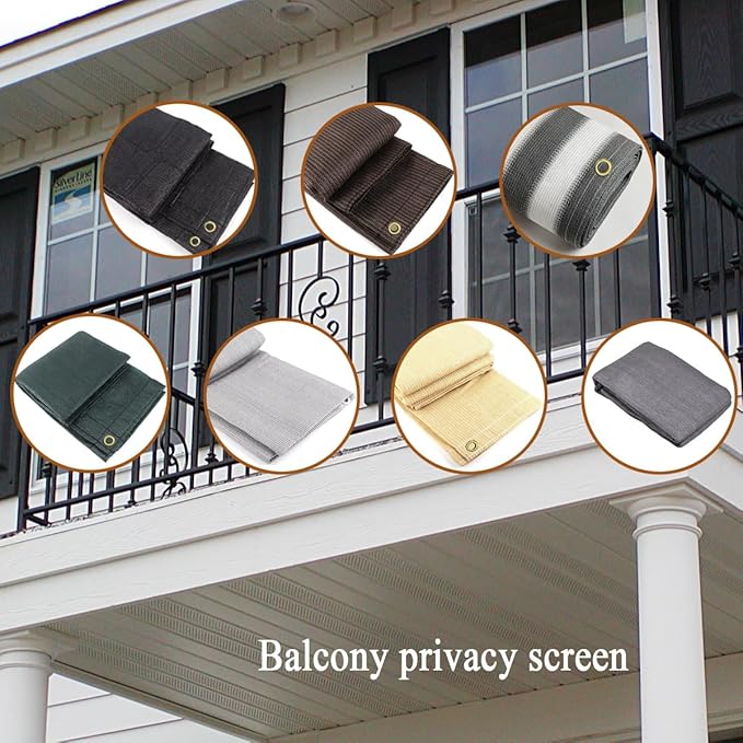 4x10Ft Balcony Privacy Screen, Apartment Railing Cover for Sunshade Wind & UV Protection, Outdoor Privacy Fence Screen for Patio, Terrace, Porch & Poolside Protection (Black)