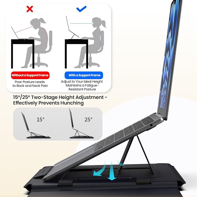 Nillkin Laptop Sleeve 14.2 inch, PU Leather Sleeve with Stand and Carry Go Handle for HP Dell ASUS MacBook 13,Tablet, e-Book Reader,Laptop 13-14 inch Bag Case (Black, 13.98 * 9.57 * 0.79 inch)