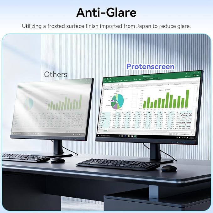 [2-Pack] 23.8 Inch Anti Blue Light Screen Protector Compatible with Lenovo Hp Dell Acer Asus Samsung etc Monitor 16:9 Aspect, Removable Anti Glare Filter Uv Blocker Shield Eye Protection Film Laptop