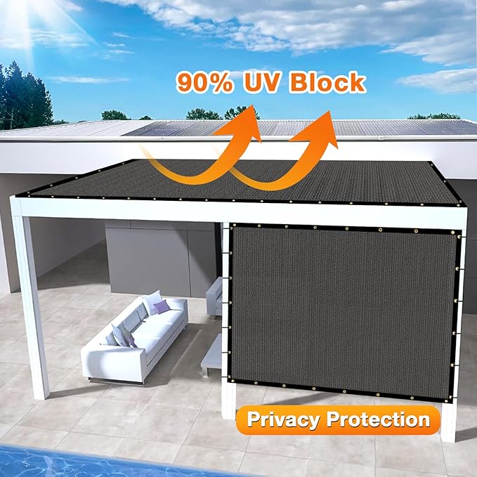 Artpuch Outdoor Pergola Shade Cover 7x8 FT Sun Shade Cloth with Grommets Dark Grey 90% UV Protection Canopy Patio Privacy Screen (Customized Available)