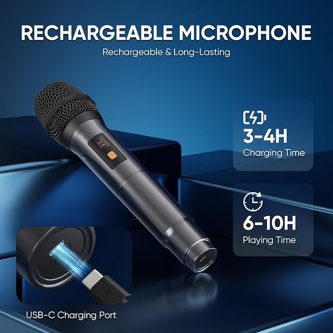 Karaoke Machine, Portable Bluetooth Speaker with 4 Wireless Microphones for Adults & Kids with Lights, Karaoke Microphone with PA System Supports USB/TF/FM/AUX for Home Party Home System Packages