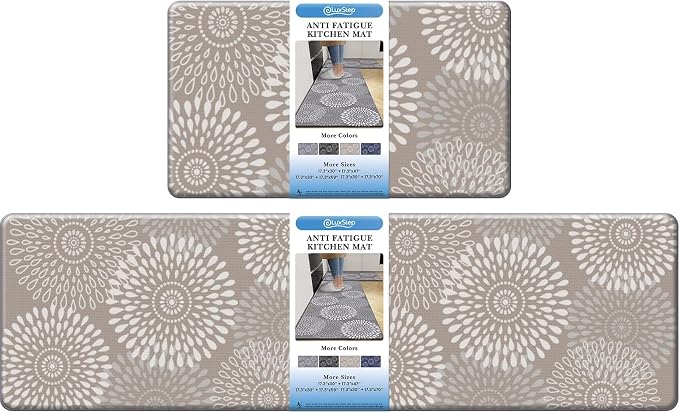 LuxStep Kitchen Mat Cushioned Rugs Anti-Fatigue Mats for Kitchen Floor,Waterproof Non-Slip Mats and Rugs Set for Office,Floor,Laundry 17.3"×30"+17.3"×59",Khaki