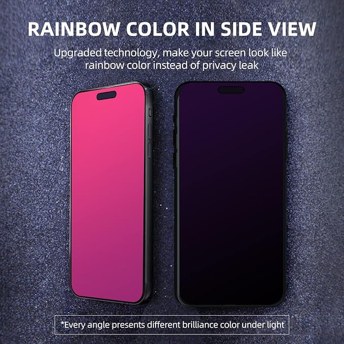 EGKimBa Privacy Screen Protector for iPhone 17, 1 Pack Tempered Glass, 6.3" Gradient Color Eye Protection Full Coverage with Installation Frame