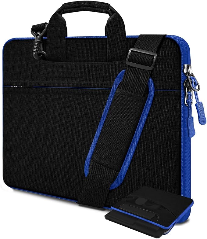 Laptop Shoulder Bag 17.3 inch Case, Durable Shockproof Protective Briefcase with Multi-Pockets Compatible with Most 17-17.3 inch HP Acer Dell Lenovo ASUS MSI Notebooks,Black blue