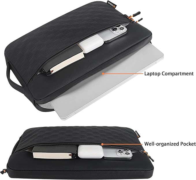 DOMISO 14 Inch Laptop Case Sleeve, Waterproof & Shockproof Protective Cover with Handle, Fits Most 14” Laptops Like MacBook Pro, Dell XPS, HP-,Black
