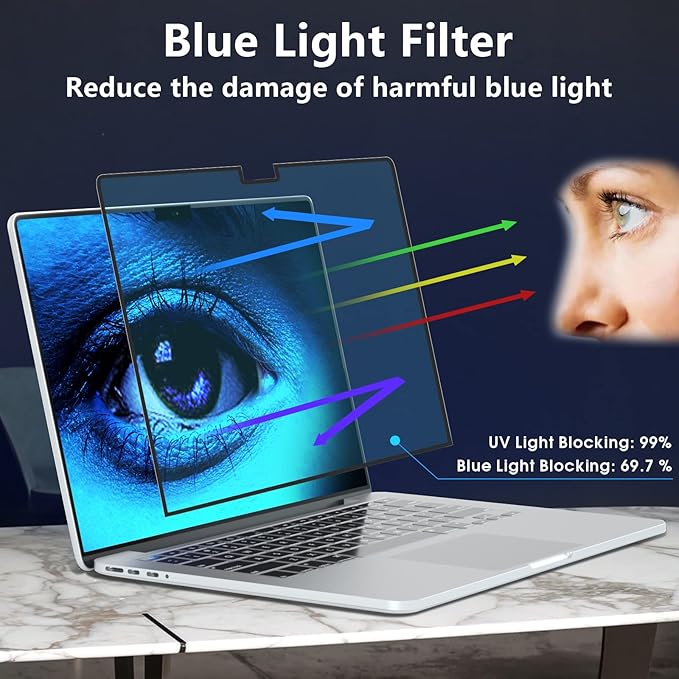 FILMEXT Macbook Air 13.6 inch Screen Protector (M2 M3 M4 M5,2022-2026), Bubble Free Anti Blue Light Screen Protector for Macbook Air 13.6" A3240 A3113 A2681-Eye Protection/Anti-Glare-Matte