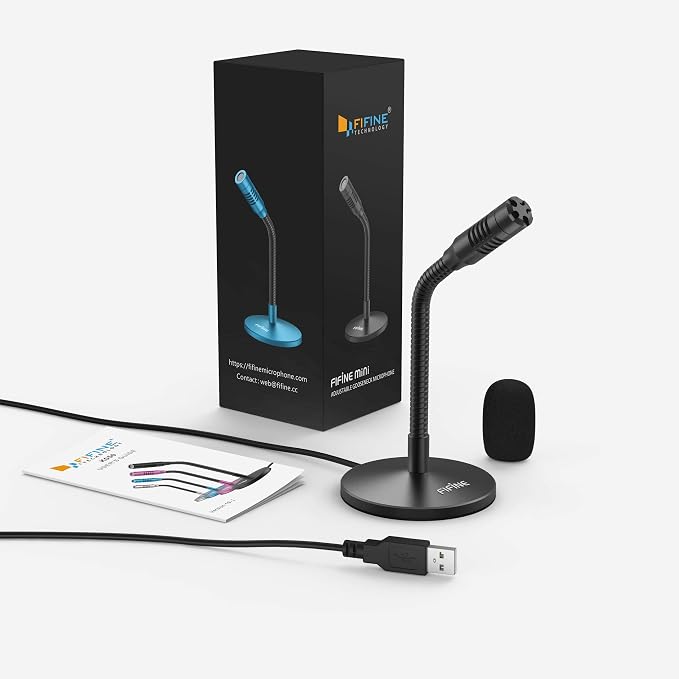 FIFINE Mini Gooseneck USB Microphone for Dictation and Recording,Desktop Microphone for Computer Laptop PC.Plug and Play Great for Skype,YouTube,Gaming, Streaming,Voiceover,Discord and Tutorials-K050