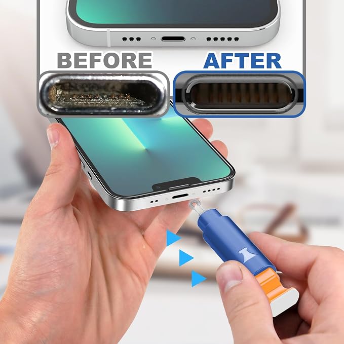 iPhone Cleaning Kit for Charging Port Cleaner, Multi-Tool iPhone Cleaner Repair Lightning Cables, Phone Cleaning Kit for iPhone,i Pad,Connectors, Speaker, Airpod Cleaner Kit, Dark Blue