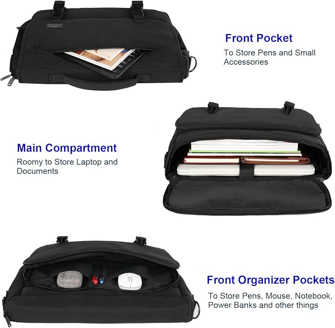 MATEIN Messenger Bag for Men, Briefcases Lightweight Men's Laptop Bag 15.6 inch Water Resistant Crossbody School Satchel Bags Computer Work Office Bag with Shoulder Strap, Black