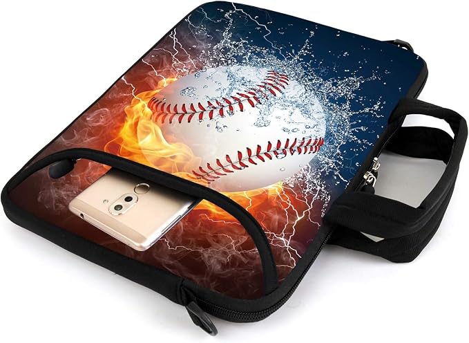 AMARY 17" Laptop Shoulder Bag Carrying Case Adjustable shoulder straps, comfortable handle, front pocket for storing mouse (Baseball)