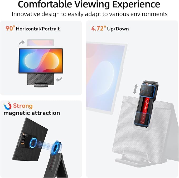23.8" 2.5K 180Hz Portable Monitor - QHD Laptop Screen Extender 112% sRGB Wide Color HDR HDMI USB C Travel External Display with Stand Gaming Monitor for Computer PC Phone Game Console