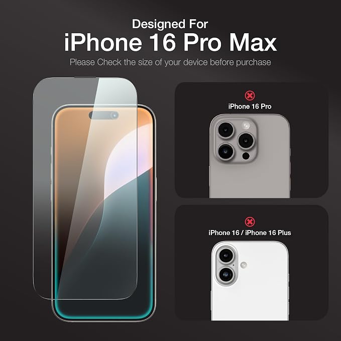 AMAZINGthing for iPhone 17 [Titan Filter 7 - Full Glass] Screen Protector, 9H Tempered Glass, Full Coverage, Case‑Friendly, Oleophobic, Alignement Frame, 2 Pack (Blue Light, iPhone 16 Pro Max)