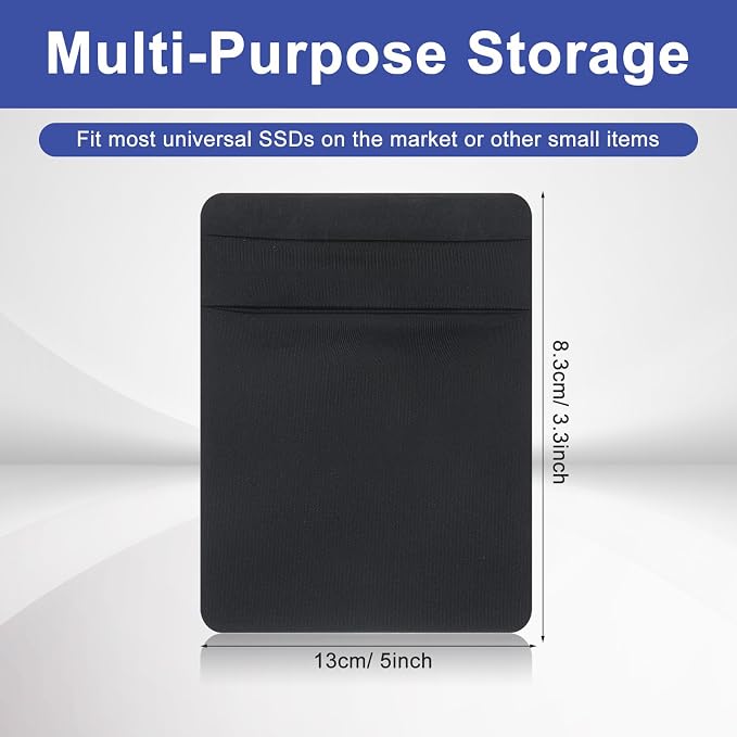 Slim Mouse Holder for Laptop, Universal Stick-On Mouse Pouches with Reusable Adhesive, Portable Hard Drive Sleeve Mouse Storage Bags for Computer Office Home