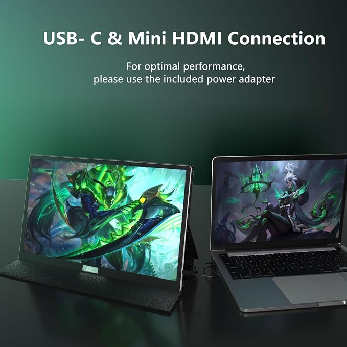 15.6 Inch 4K Portable Monitor, 3840x2160 Ultra HD USB-C HDMI Gaming Monitor, Slim Lightweight External Display with Built-in Speakers, Travel Secondary Screen for Laptop PC Mac Phone PS4 PS5 Switch