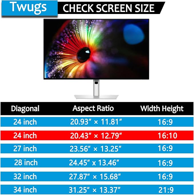 [5 Pack] 24 Inch Computer Privacy Screen for 16:10 Aspect Ratio Widescreen Monitor, Eye Protection Anti Glare Blue Light Filter Shield, Removable Anti-Scratch Anti Spy Protector