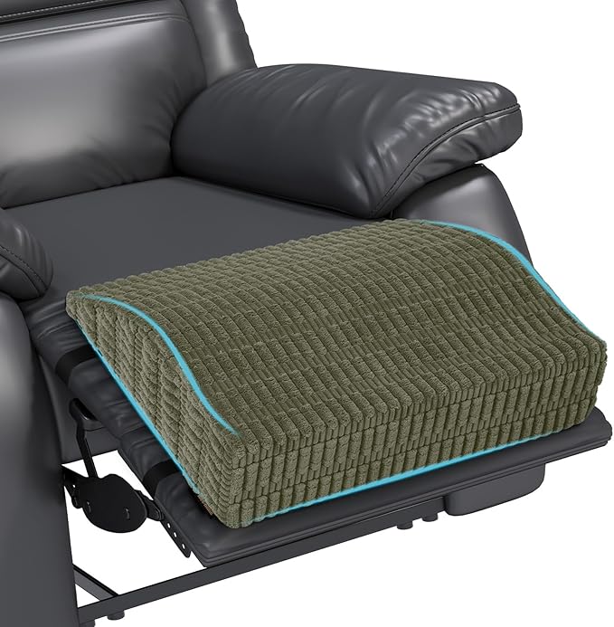 idee-home Recliner Leg Rest Cushion, Recliner Footrest Extender Pillow with Removable Corduroy Cover, Multi Purpose Ergonomic Foot Pillow Back & Lumbar Support Cushion for Bed Sofa Couch, Green
