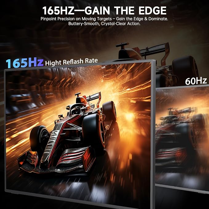 24.5" 2K Portable Monitor, 165Hz Gaming Monitor with 100% sRGB IPS Panel, Built-in Adjustable Stand & VESA Mount, USB-C HDMI External Second Screen for Laptop, PC, Phone, Xbox, PS5, Switch