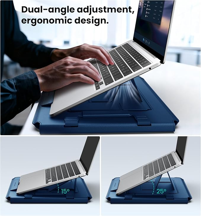 Nillkin 14 inch Laptop Sleeve with Handle (4-in-1), 2 Stand Modes, MacBook Sleeve with Adjustable Stand & Mouse Pad, Slim Laptop Case 14 inch for Samsung/Surface/HP/Chromebook/Dell 12-14'', Blue