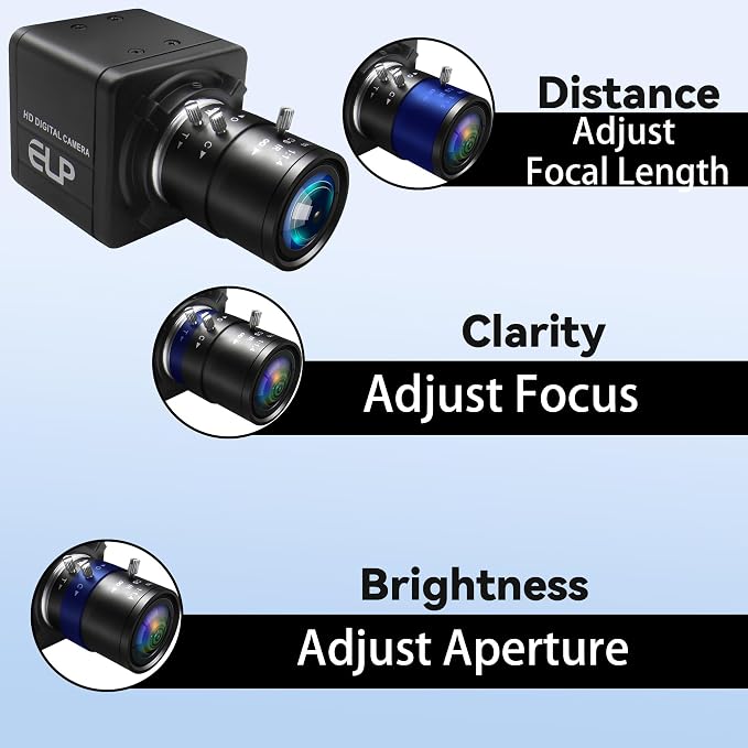 MMlove 1080P FHD USB Camera, 4X Optical Zoom Webcam with 2.8-12mm Manual Focus Lens, H.264 30fps Low Light Camera, Plug and Play for Windows/Mac/Linux/Android, Ideal for Video Conferencing,Streaming