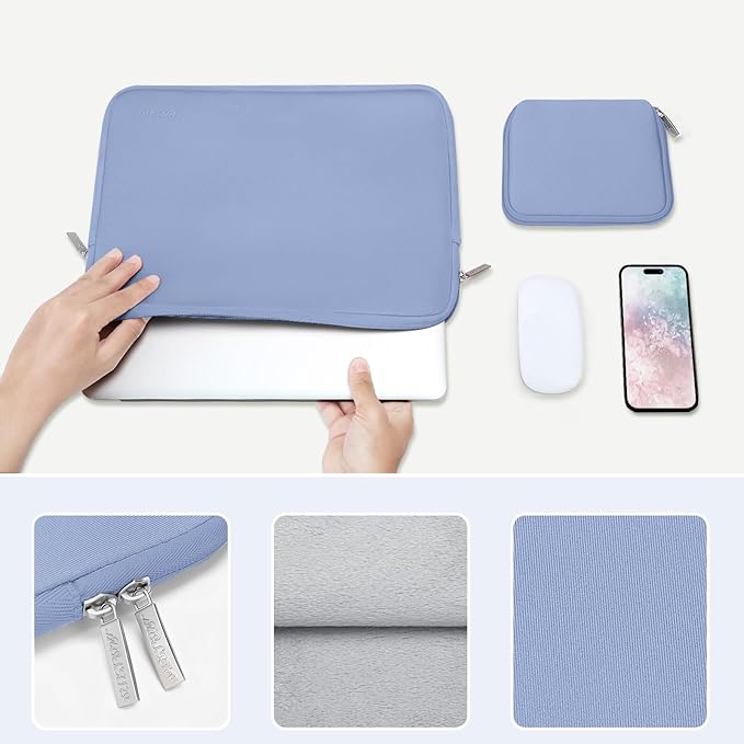 MOSISO Laptop Case 15 inch, 15 inch Laptop Sleeve Bag Compatible with MacBook Air M5 A3448 M4 A3241 M3 A3114 M2 A2941 2026-2023, Dell XPS, Neoprene Computer Sleeve Bag with Small Case, Serenity Blue