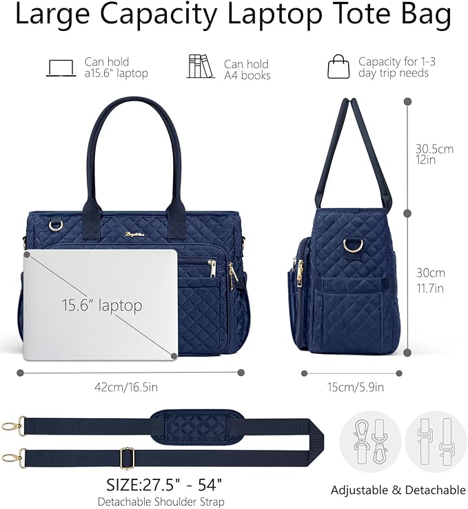 Bagstellar Teacher Bags for Women, 15.6 inch Laptop Work Tote Bag Quilted Nurse Bible Computer Shoulder Bag for School Travel | Dream Tote Work Bag