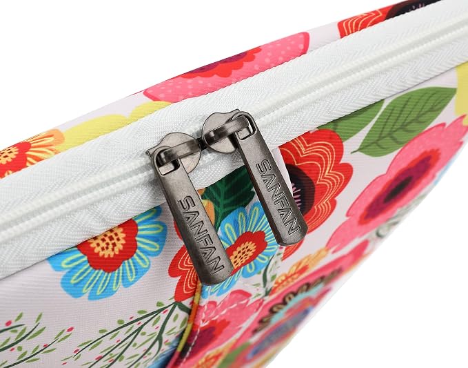 360° Protective Laptop Sleeve Case Bag with 3 Pockets,Handle,Luggage Strap for MacBook Pro 14 inch and 14 inch-14.4 inch Screen Laptop (Flowers)