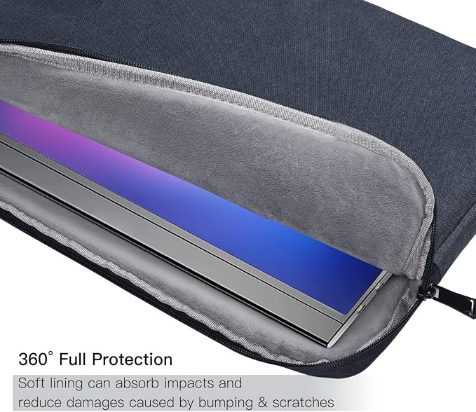 15.6 Inch Portable Monitor Case Carrying Sleeve Compatible with Anyuse YxK Forhelp Newsoul KYY ASUS Zenscreen 15.6" Portable Monitors Computer Bag, Navy Blue
