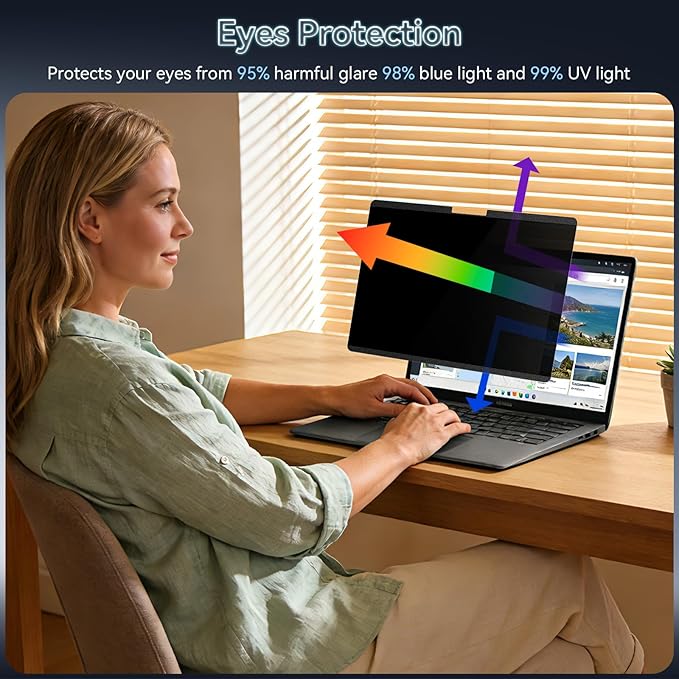 360° Magnetic Privacy Screen for 13.5 Inch Surface Laptop 6/5/4/3/2/1, 4 Way Privacy Removable Anti Glare Blue Light Filter Shield Film Anti Spy Black Laptop Protector Security Private
