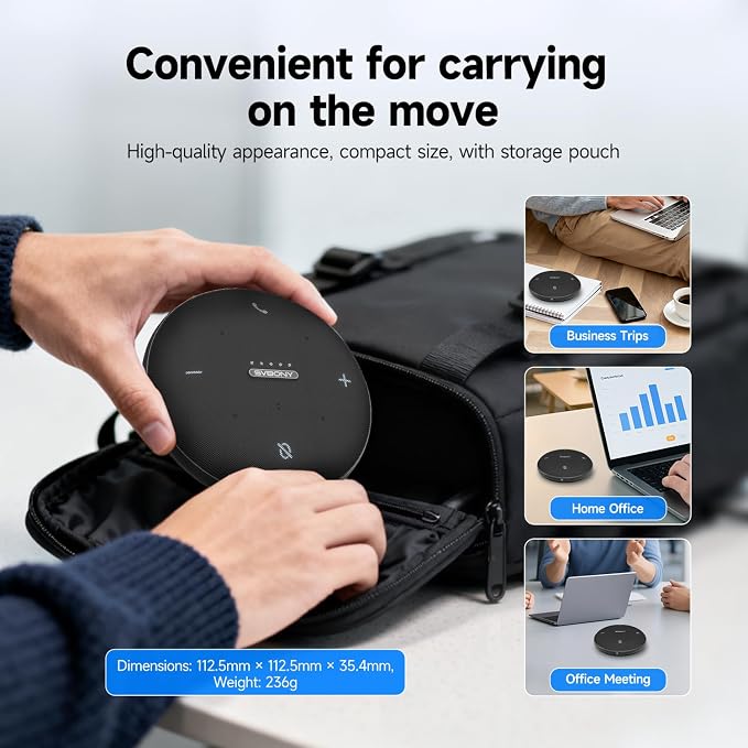 SVBONY SVHub Omni2 Conference Speaker and Microphone, Portable Speakerphone, 4 Noise-Canceling Microphones, Enhanced Voice Pickup, 8 Hours of Call Time, for Home Office Use