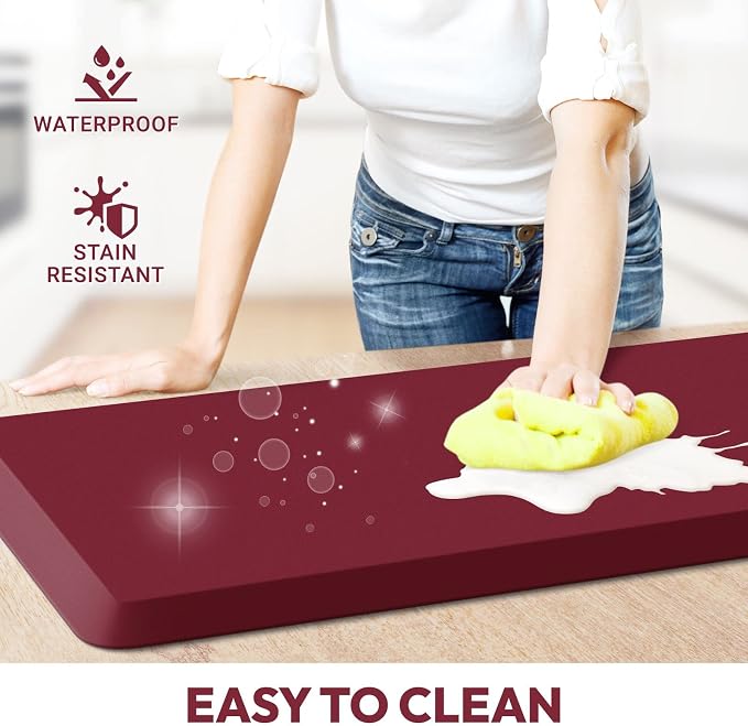 4/5 Inch Thick Kitchen Mat - Cushioned Anti Fatigue Mats for Kitchen Floor - Easy to Clean, Waterproof, Non-Slip Kitchen Rug for Sink, Office, Kitchen (22''x36'' Red)