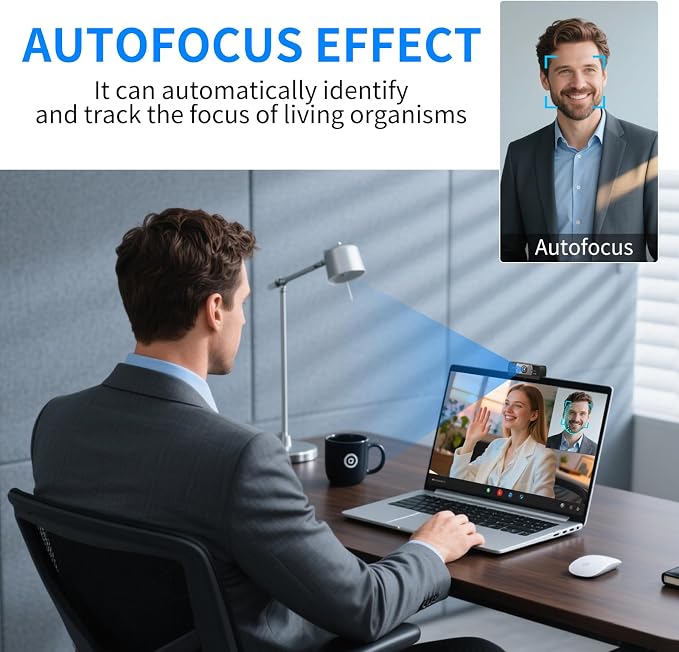 24MP 4K Ultra HD Web Camera with Microphone, USB Computer Camera for PC, Laptop, Mac, Plug and Play Desktop Web Cam for Streaming, Zoom, Teams, 4K Webcam with Auto Light Correction & Wide Angle