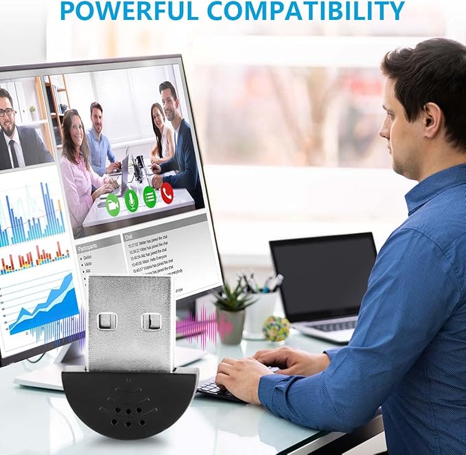 KISEER 2 Pcs USB 2.0 Mini Microphone, Laptop/Desktop PC Plug and Play for Skype, MSN, Yahoo Recording, YouTube, Google Voice Search and Games