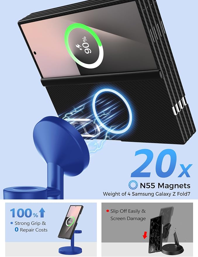 Magnetic Wireless Charger for Samsung, 3 in 1 Super Fast Charging Station Compatible with MagSafe, Phone Charger Stand for Samsung Galaxy S26 Ultra S25 Z Fold/Flip 7, Watch Ultra 8 7 6, Buds 4/3 Pro
