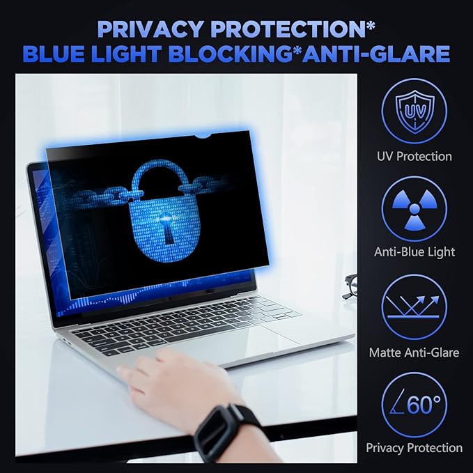 Magicmoon 16" Privacy Filter Screen Protector, Anti-Spy/Glare Film for 16 inch Widescreen Notebook Laptop with 16:10 Aspect Ratio (Width x Height:344.5mmx215mm)