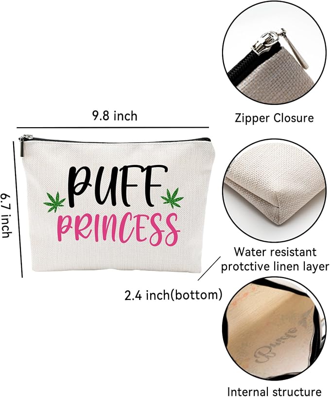ZUYUROU Funny Makeup Bag Cosmetic Pouch for Travel and Daily Purse Organization, Puff Princess Canvas Zipper Toiletry Case for Women