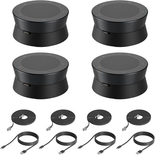 Nearity A21Sx4 Zoom Certified Conference Speaker and Microphone, Speakerphone w/8 Mics, 16ft Voice Pickup, AI 2.0 Noise Cancelling, USB Speakermic with Daisy Chain, Works with Teams/Zoom