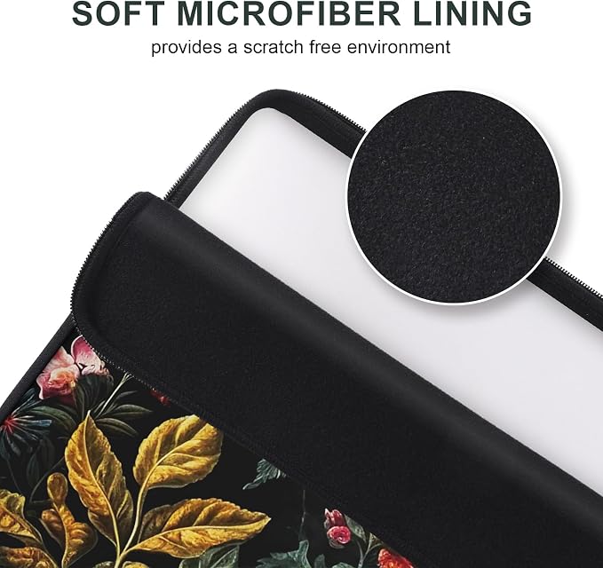 iCasso Laptop Sleeve 13 inch for MacBook Air 13-13.6 inch, Laptop case for MacBook Pro 13 inch, Slim Protective Travel Carrying Case for MacBook Pro 14 inch, Chromebook, HP, Dell, Vintage Floral