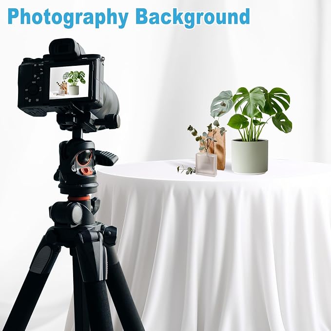 6x9ft White Photography Backdrop, High Density Polyester Fiber Photo Background Cloth is Foldable and Machine Washable, Suitable for Photo Background Video Photography Studios