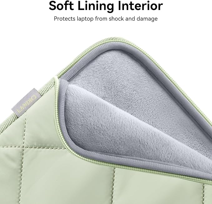 LANDICI Puffy Laptop Sleeve for 13-13.6 inch MacBook Air M3/A3113, M2/A2681 M1/A2337, MacBook Pro M2 M1/A2338, iPad Pro 12.9, Laptop Carrying Case with Accessories Pouch, Green