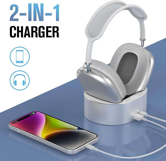 Headphone Charging Stand for AirPods Max,Magnetic Stand,Protable Desktop Headset Holder,Headset Stand, Charging Base for Headphones,Designed for AirPods Max (M3_White Sleep Mode)