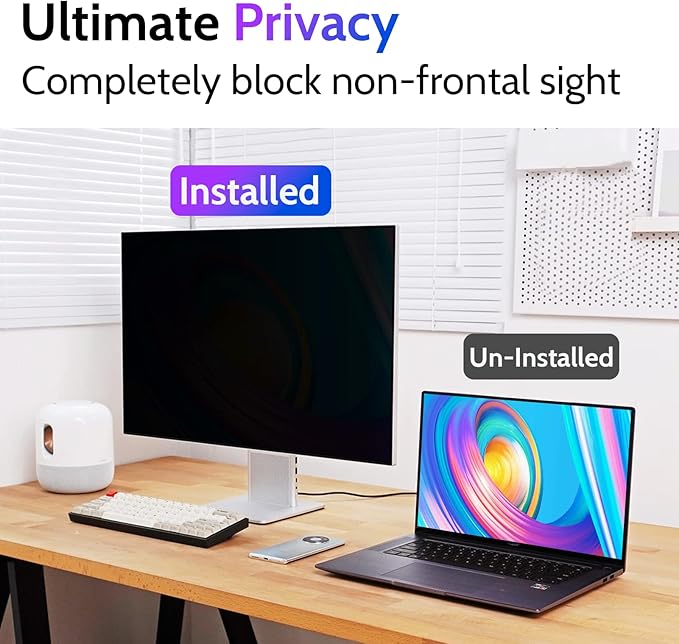 Peslv Computer Privacy Screen 27 Inch for 16:9 Widescreen Monitor, Removable 27inch Anti Blue Light Anti Glare Monitor Privacy Filter Shield (23 9/16" x 13 1/4")
