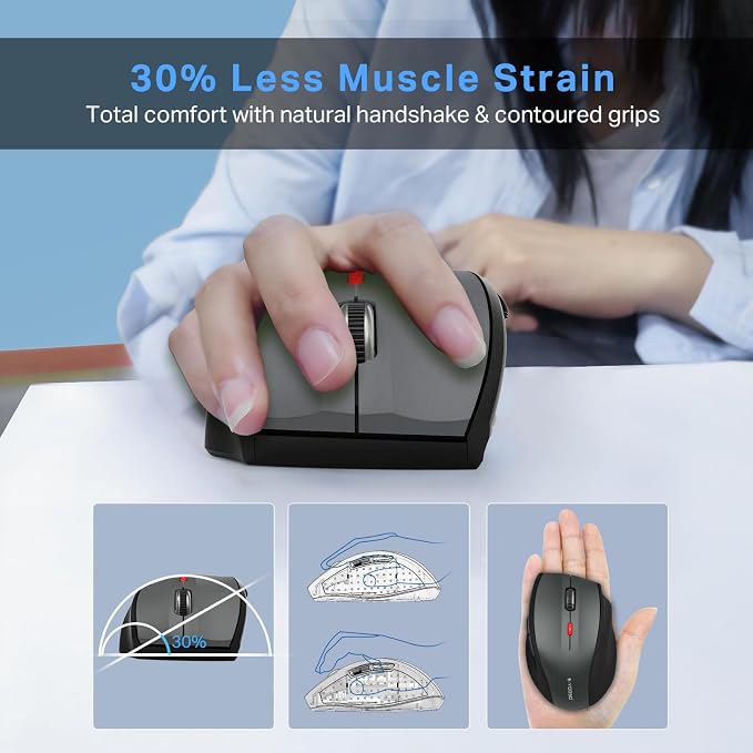 E-YOOSO Wireless Mouse for Laptop, Portable Optical Computer Mouse, 6 Buttons, Cordless 2.4GHz with USB Receiver, 5-Level 4800 DPI, 18 Months Battery Life, for PC, Chromebook (Gray & Black, USB)