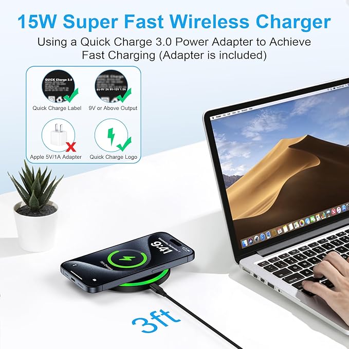 for Samsung Wireless Charger Fast Charging Pad for Samsung Galaxy S26 Ultra S25 FE S25 S24 Plus S23 Z Flip7,Android Phone Wireless Charging Station Cargador Inalámbrico Para for iPhone 17 with Adapter