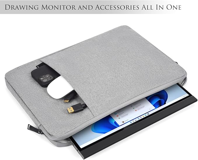 15.6 Inch Portable Monitor Case Sleeve Compatible with Anyuse YxK Forhelp Newsoul KYY/ASUS Zenscreen 15.6" Portable Monitors Computer Bag,Size-15"x10.8" Light Grey